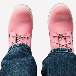 Timberland Women's Nellie Chukka Pink Leather Waterproof Ankle Boots